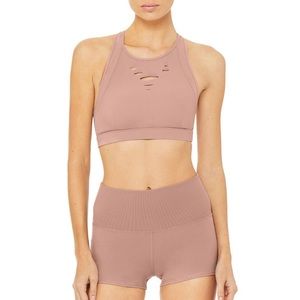NWT alo ripped warrior bra smoky quartz
